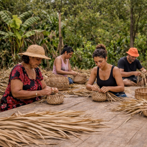 Atelier tressage de vacoa Réunion